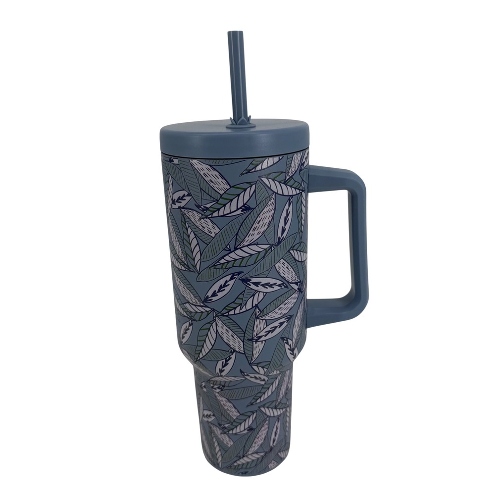 SDS for HD Blue Leaf Print Stainless Steel Insulated Tumbler with Handle 40oz